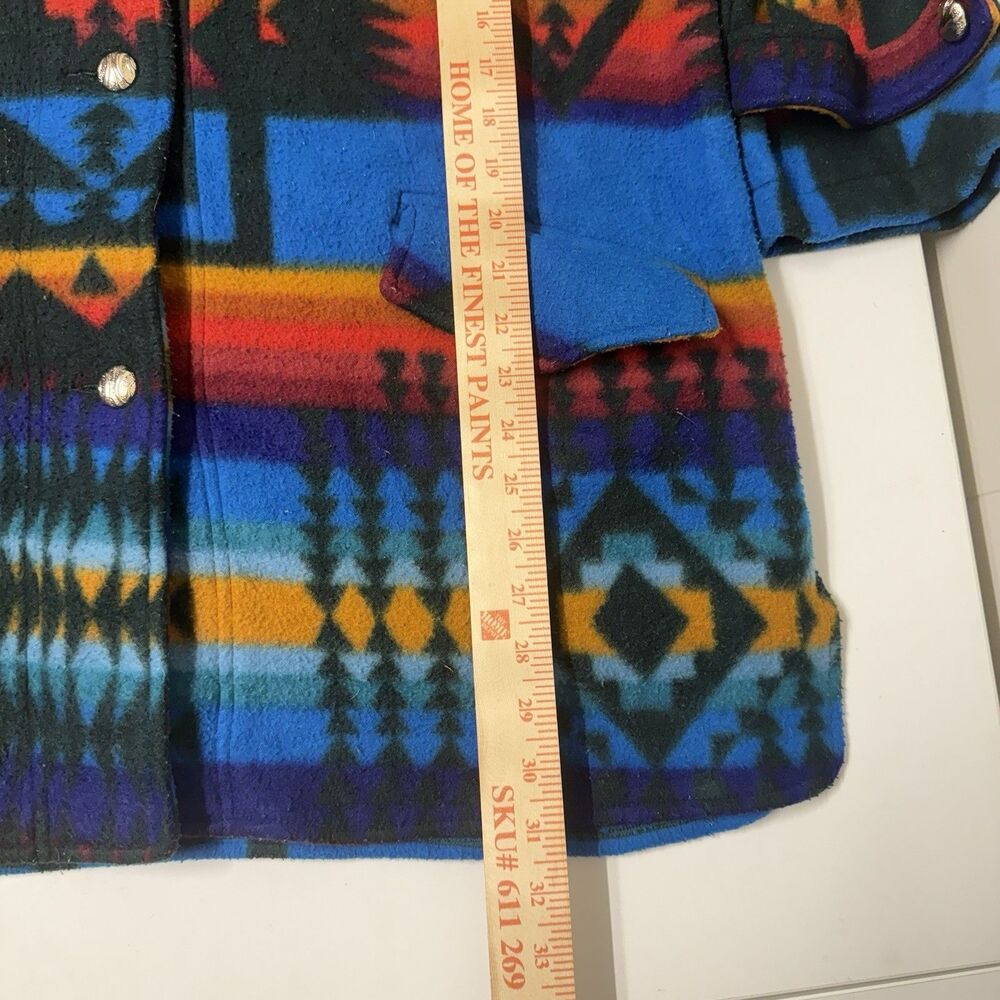 Vtg Aztec South Western Pattern AOP Button Up Fleece Jacket One Size Women GUC - Picture 9 of 12